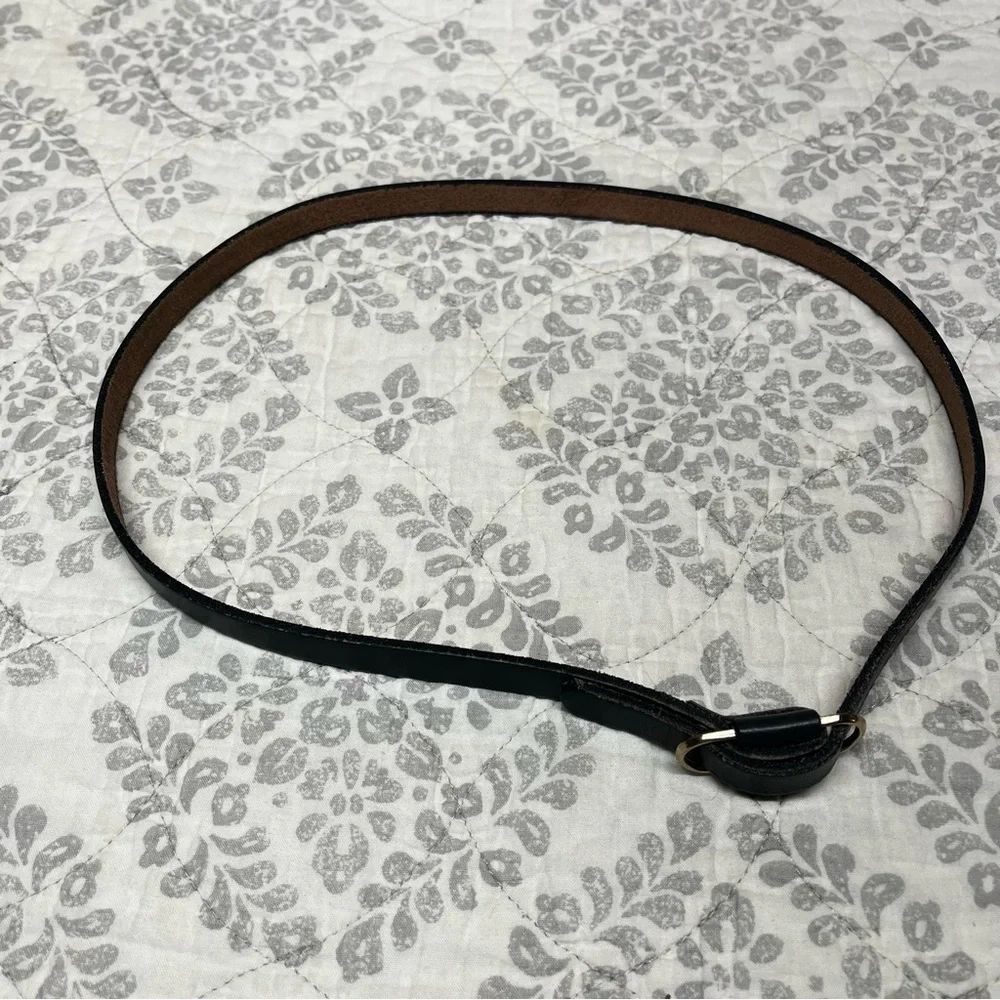 OS Vintage Leather Belt Bracelet Cuff Dark Gray